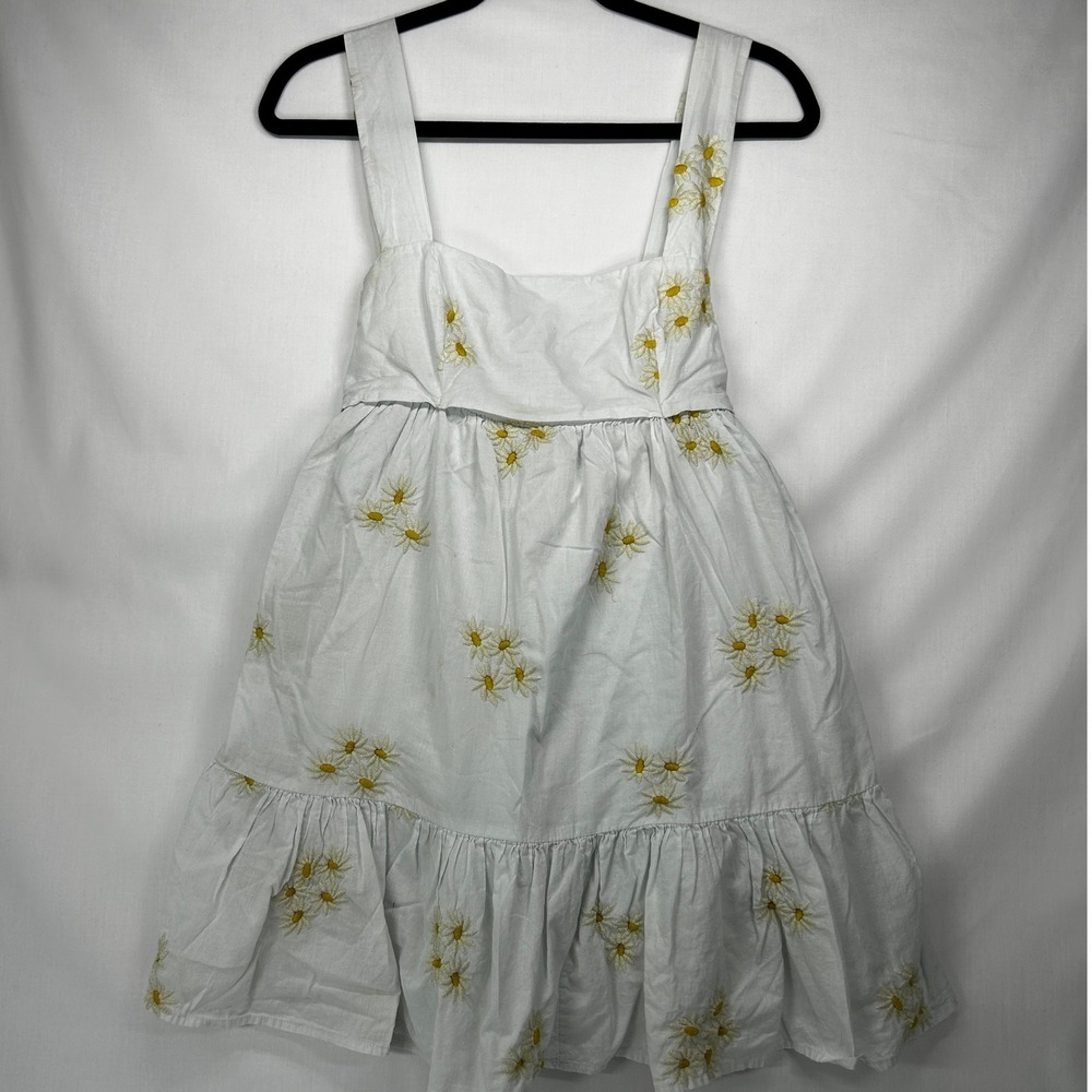 Urban Outfitters White Daisy Embroidered Tiered Dress S